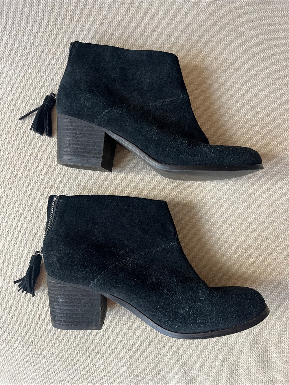 TOMS black suede booties